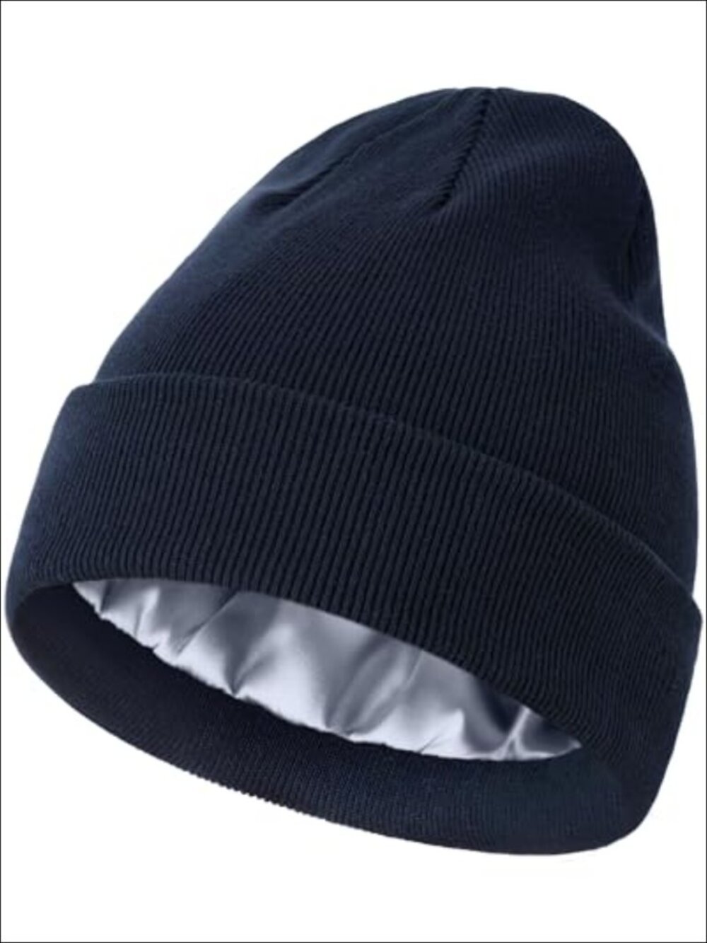 Satin Lined Beanie 100% Cotton Knit Winter Hat Frizz Free